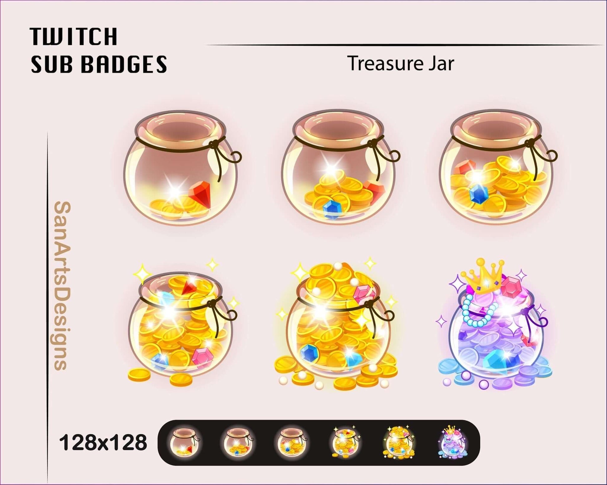 Treasure Jar Twitch Sub Badges - Badges - Stream K-Arts