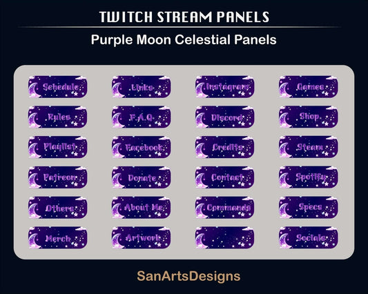 Twitch Panels Celestial Purple Moon - Panel - Stream K-Arts