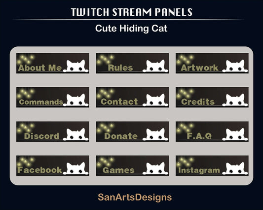 Twitch Panels Cute Hiding Cat - Panel - Stream K-Arts