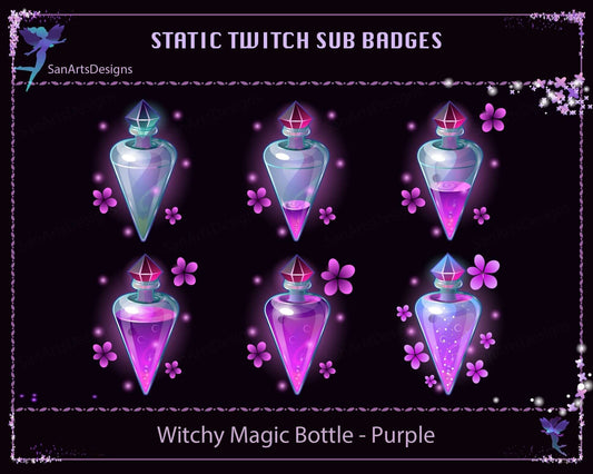 Witchy Magic Bottle Twitch Sub Badges - Badges - Stream K-Arts